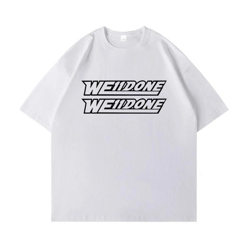 We11done Konne Casual Loose Pure Cotton Crew Neck Half Sleeve Top Letter Print Short Sleeve T-Shirt Men Style 1