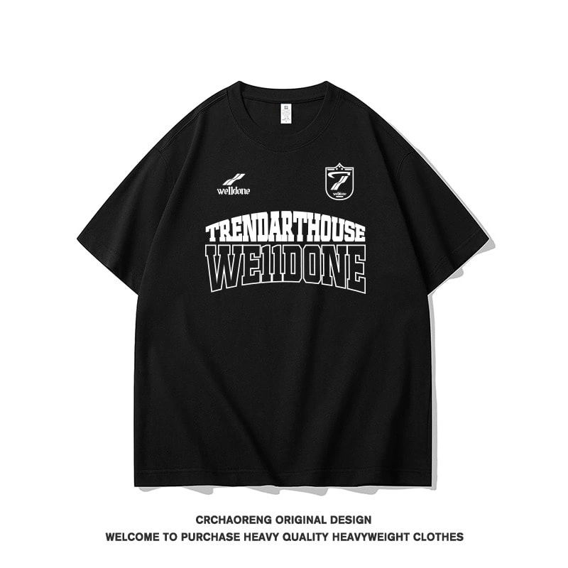 We11done Konne Casual Loose Simple Versatile Short Sleeve Letter Print New Crew Neck T-Shirt Men