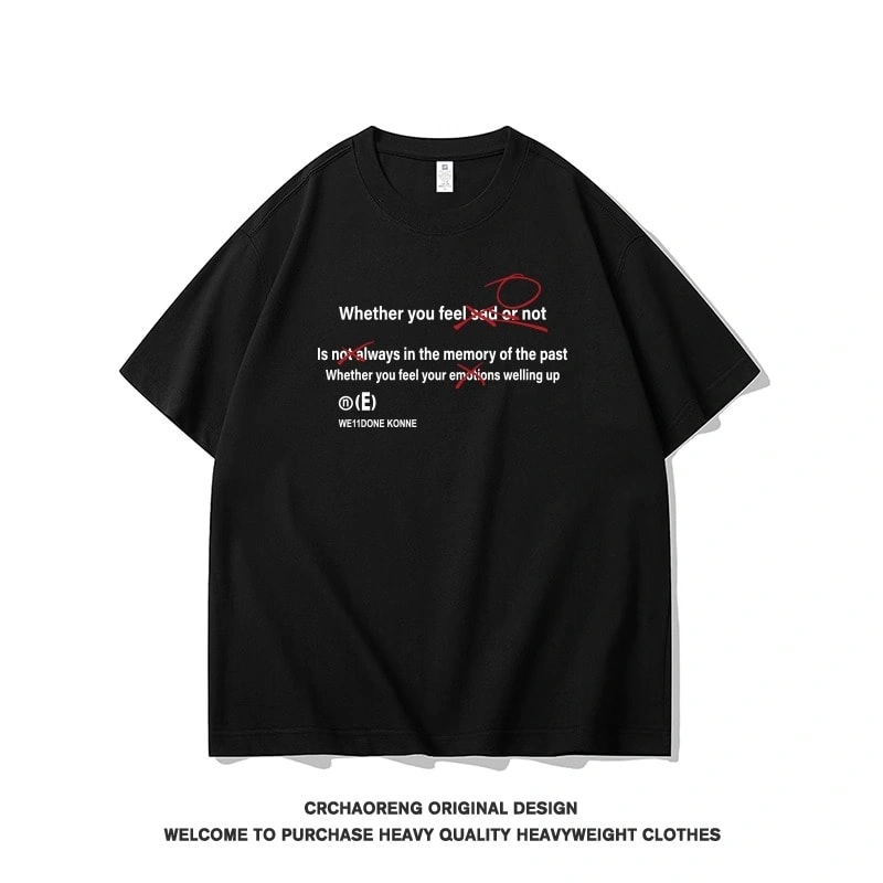 We11done Konne Casual Loose Simple Versatile Short Sleeve Top Korean Retro High Street T-Shirt Men