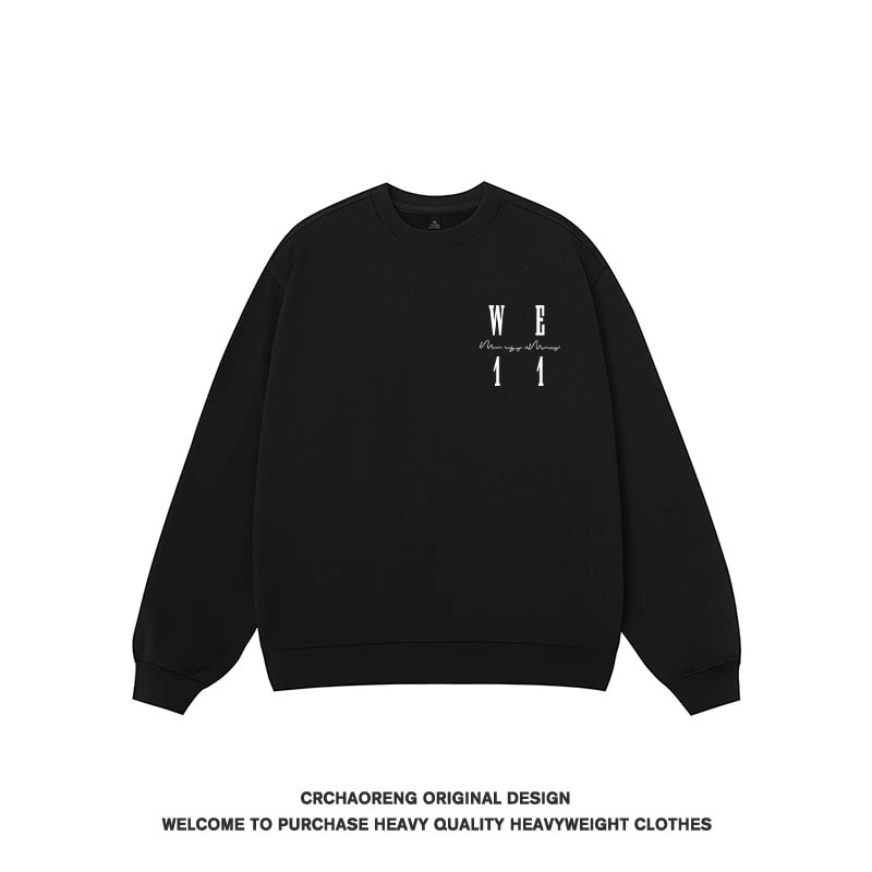 We11done Konne Crew Neck Sweatshirt Men Retro High Street Trend Brand Top Student Couple Version