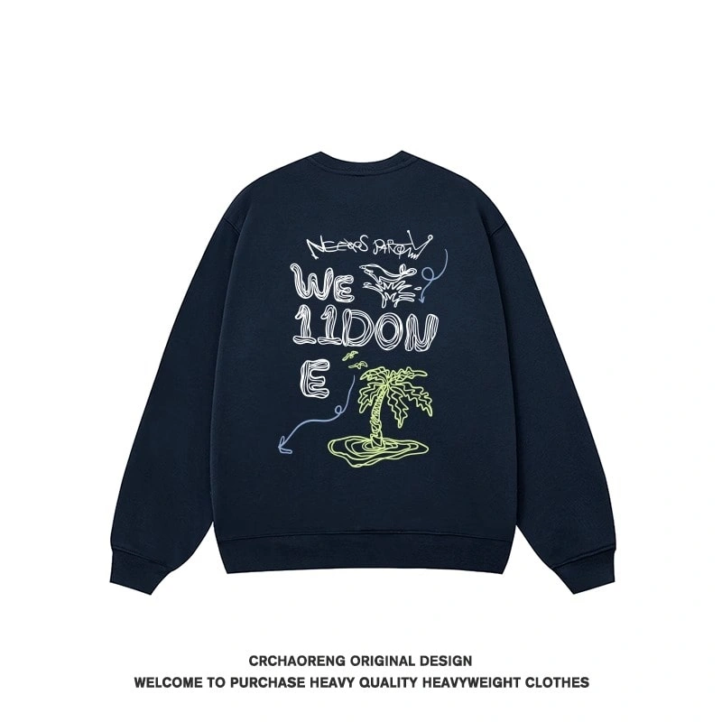 We11done Konne Fleece Thick No Hood Top Men’s Casual Loose Crew Neck Sweatshirt Style 1