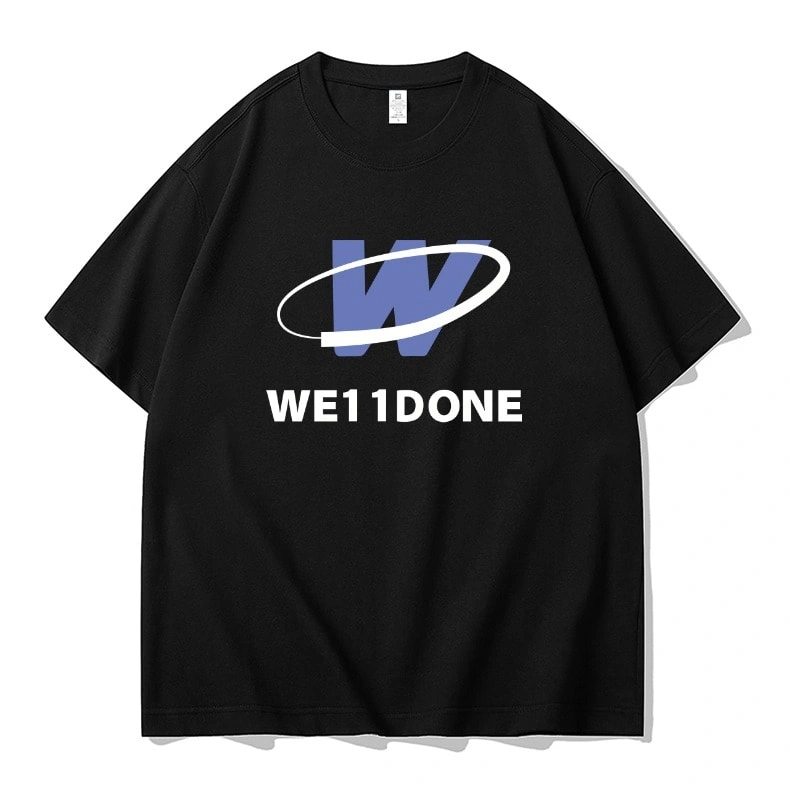 We11done Konne High Street Short Sleeve T-Shirt Men Casual Loose Half Sleeve Pure Cotton Trend Brand Top