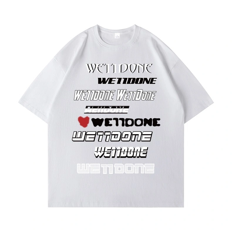 We11done Konne High Street T-Shirt Short Sleeve Men Casual Loose Pure Cotton Trend Brand Half Sleeve Top Style 1