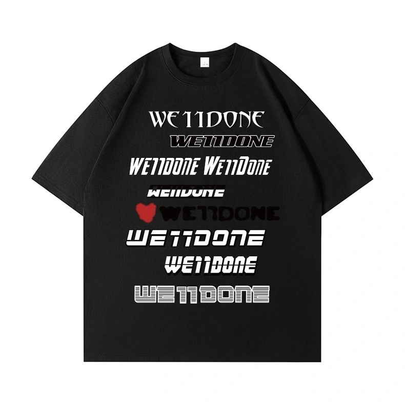 We11done Konne High Street T-Shirt Short Sleeve Men Casual Loose Pure Cotton Trend Brand Half Sleeve Top