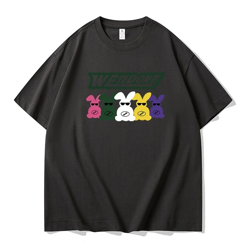 We11done Konne Hip Hop Bear Print Short Sleeve T-Shirt Men Versatile Fashion Trend Top Style 1