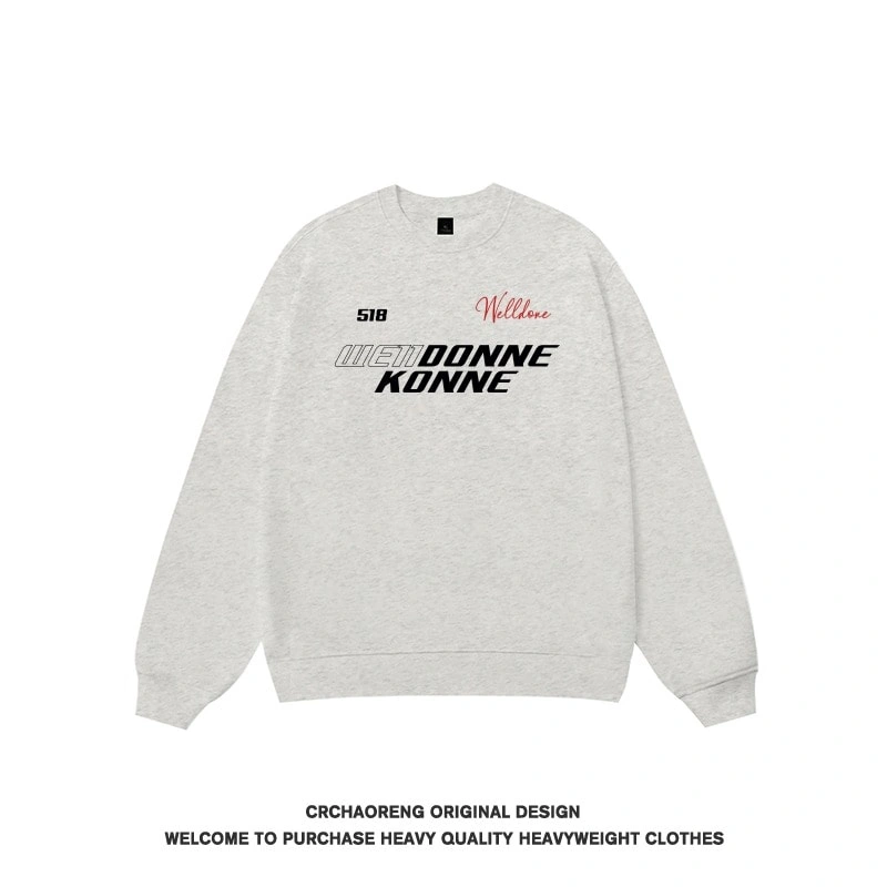 We11done Konne Letter Print Crew Neck Sweatshirt Men Fleece Pure Cotton Pullover Long Sleeve Top Style 4