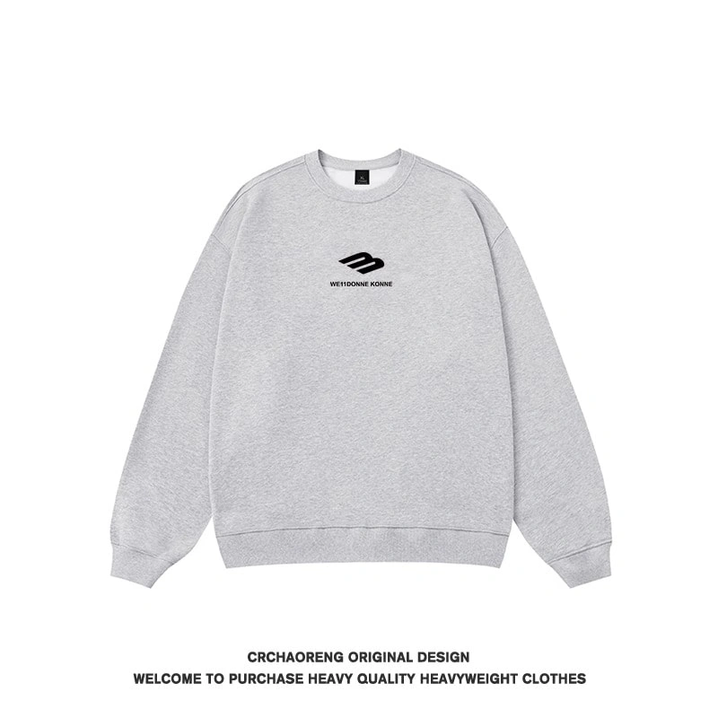 We11done Konne Letter Print Loose Crew Neck Sweatshirt Men High Street Retro Trend Brand Long Sleeve Shirt Style 3