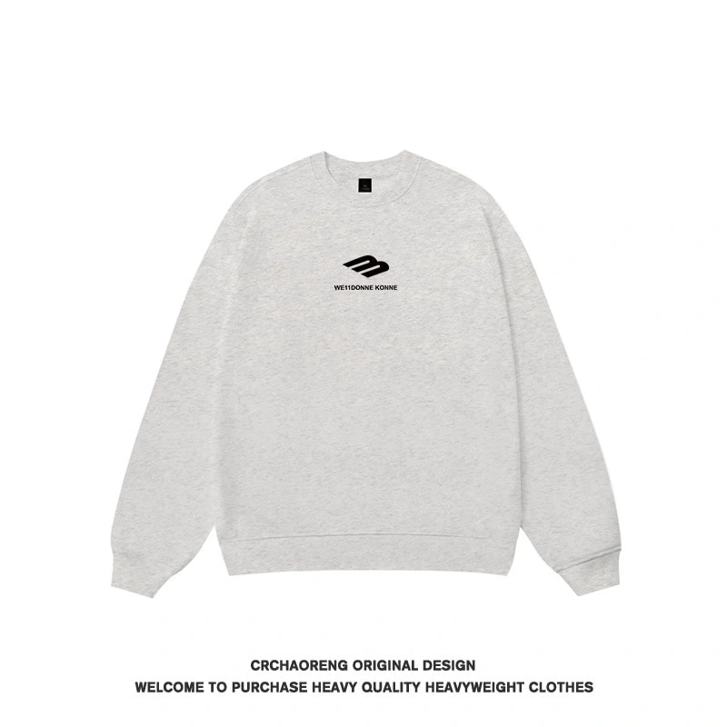 We11done Konne Letter Print Loose Crew Neck Sweatshirt Men High Street Retro Trend Brand Long Sleeve Shirt Style 4