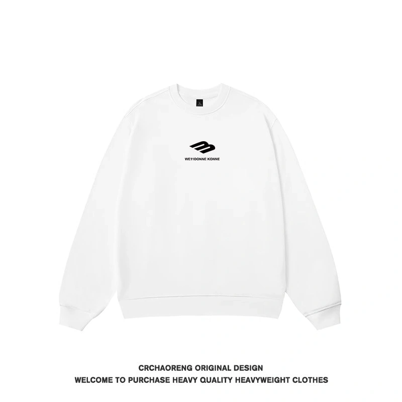 We11done Konne Letter Print Loose Crew Neck Sweatshirt Men High Street Retro Trend Brand Long Sleeve Shirt Style 6