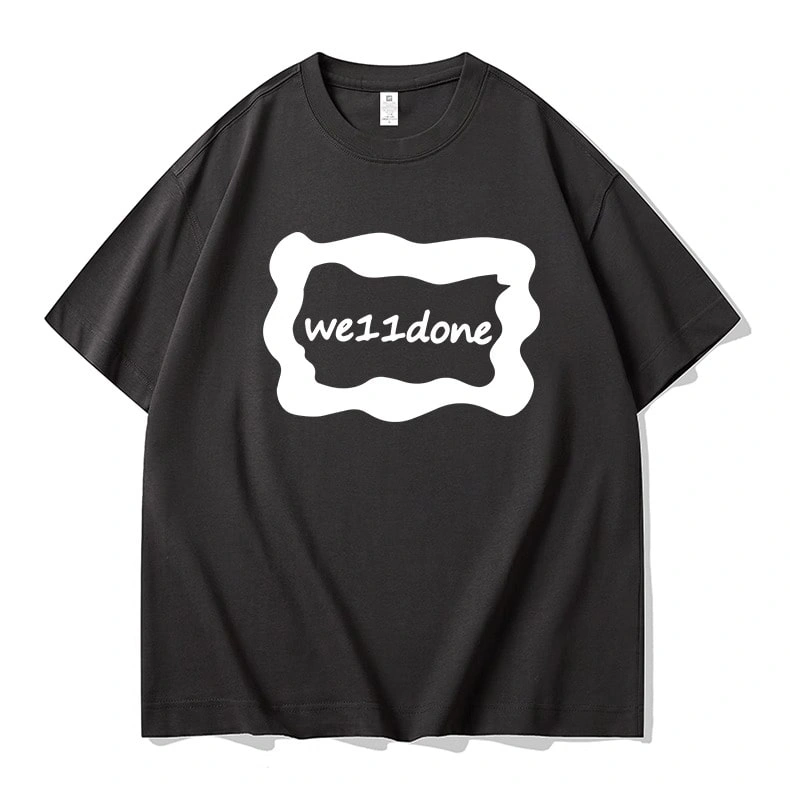 We11done Konne Letter Print Niche Trend Brand Short Sleeve Top Men Pure Cotton Crew Neck T-Shirt Style 1