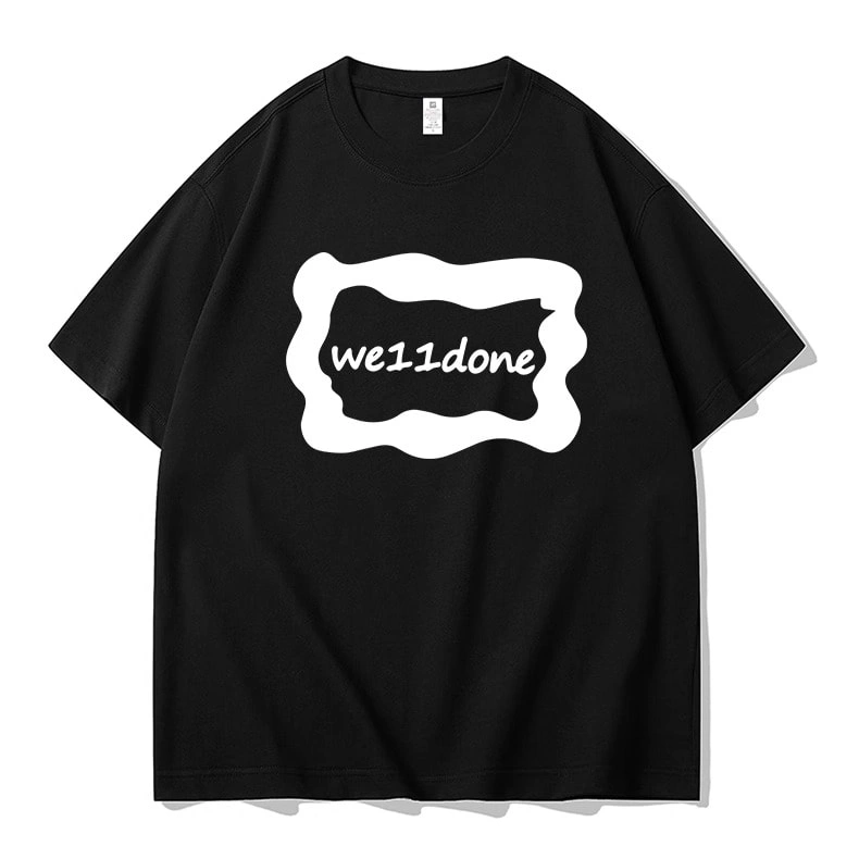 We11done Konne Letter Print Niche Trend Brand Short Sleeve Top Men Pure Cotton Crew Neck T-Shirt