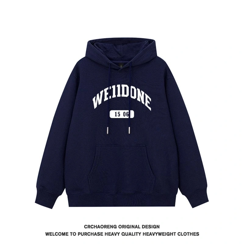 We11done Konne Letter Print Retro Hoodie Men Fleece High end Trend Brand Jacket Style 1