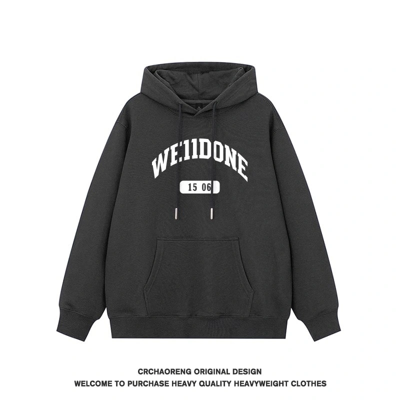 We11done Konne Letter Print Retro Hoodie Men Fleece High end Trend Brand Jacket Style 2