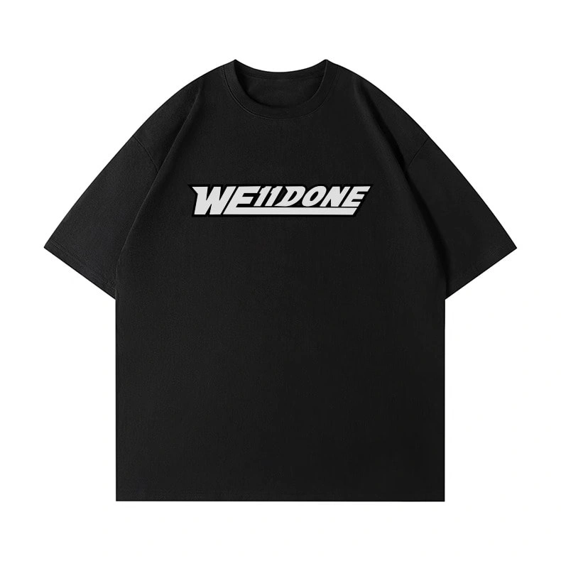 We11done Konne Letter Print Short Sleeve T-Shirt Men High Street Casual Versatile Half Sleeve Top