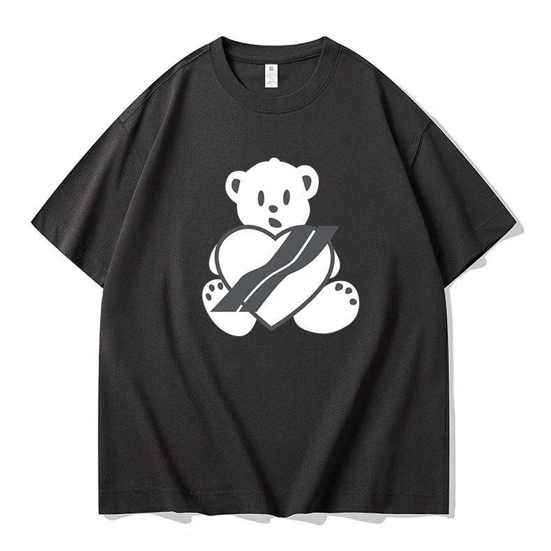 We11done Konne Loose Bear Print Short Sleeve T-Shirt Men Pure Cotton High Street Trend Top Style 1
