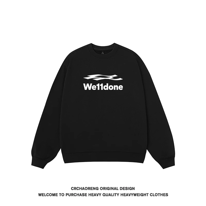 We11done Konne Loose Long Sleeve Top Splice Trend Retro Crew Neck Sweatshirt Men