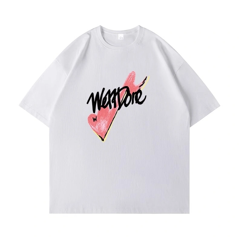 We11done Konne Loose Pure Cotton Trend Half Sleeve Top Trend Brand Retro High Street Short Sleeve T-Shirt Men Style 1