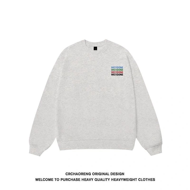 We11done Konne New Fleece Thick Crew Neck Sweatshirt Men Retro Loose Shirt Style 4