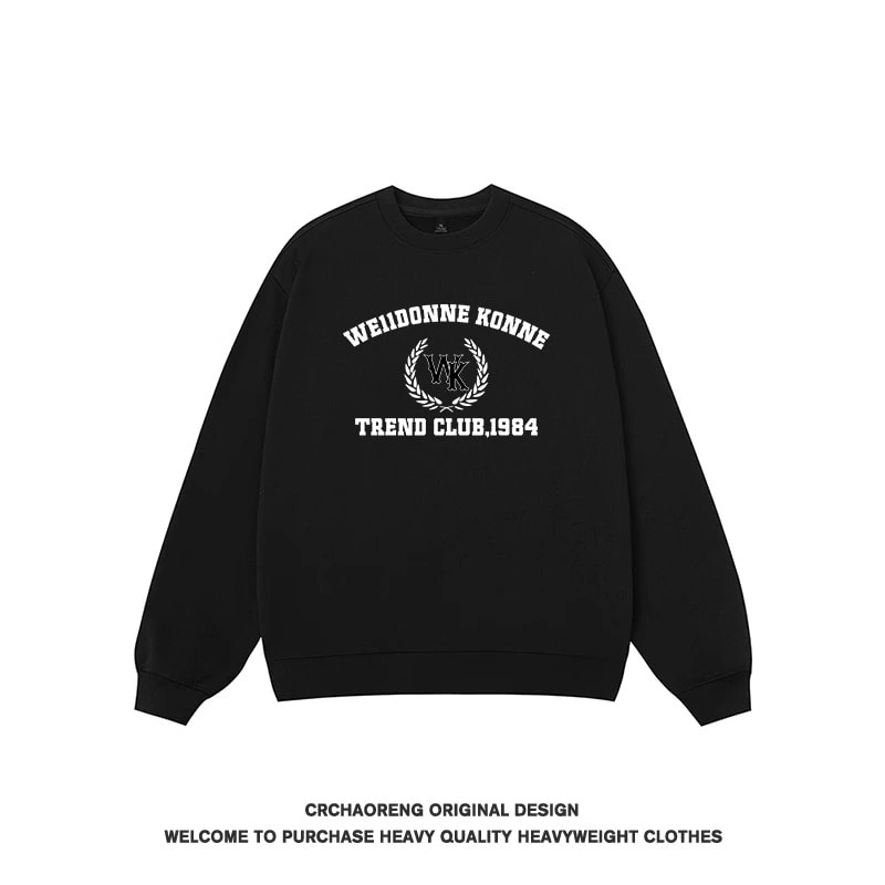 We11done Konne New Print Crew Neck Sweatshirt Men Loose Trendy Inner Long Sleeve Shirt