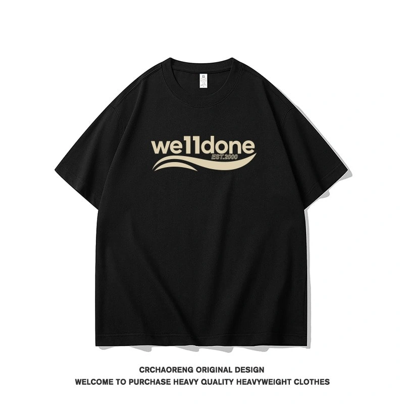 We11done Konne New Street Short Sleeve T-Shirt Men Fashion Crew Neck Casual Loose Top