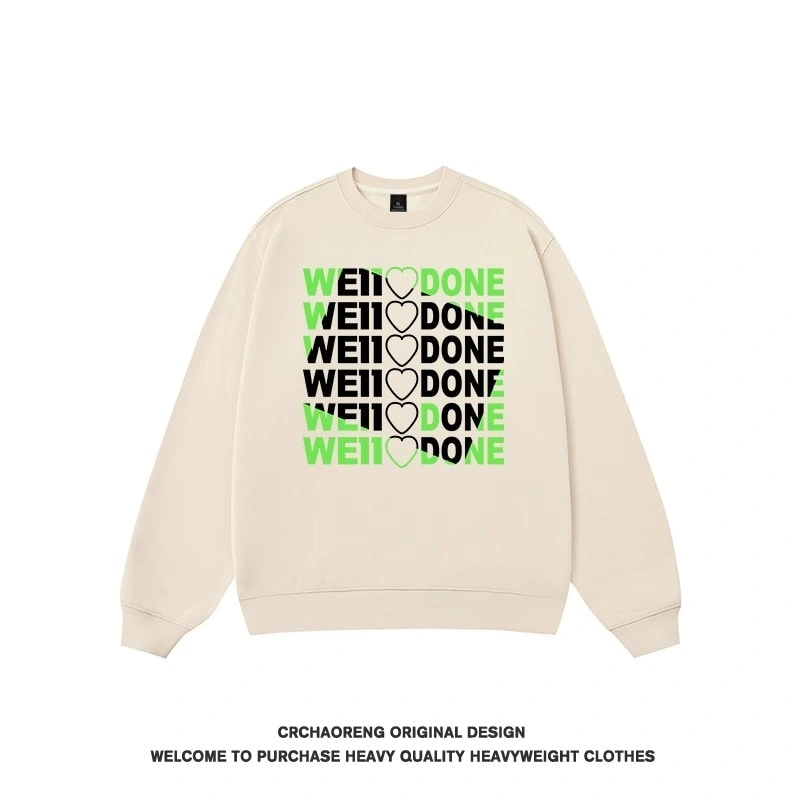 We11done Konne Print Stiff Crew Neck Sweatshirt High end Trendy Retro Inner Long Sleeve Shirt Style 5