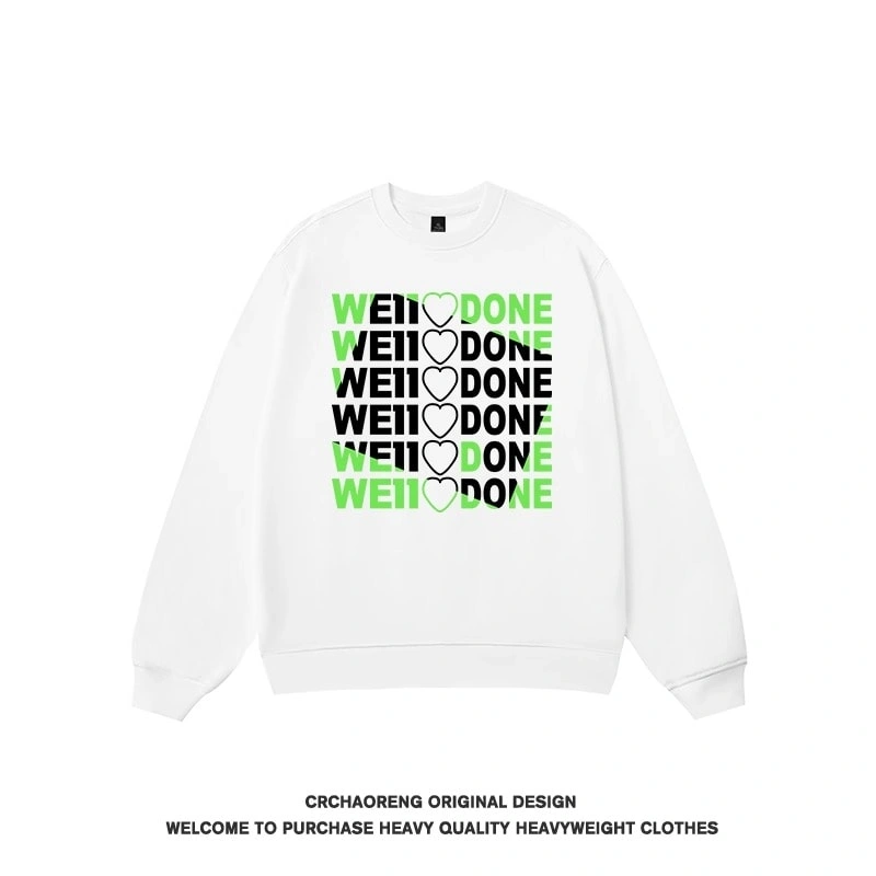 We11done Konne Print Stiff Crew Neck Sweatshirt High end Trendy Retro Inner Long Sleeve Shirt Style 6