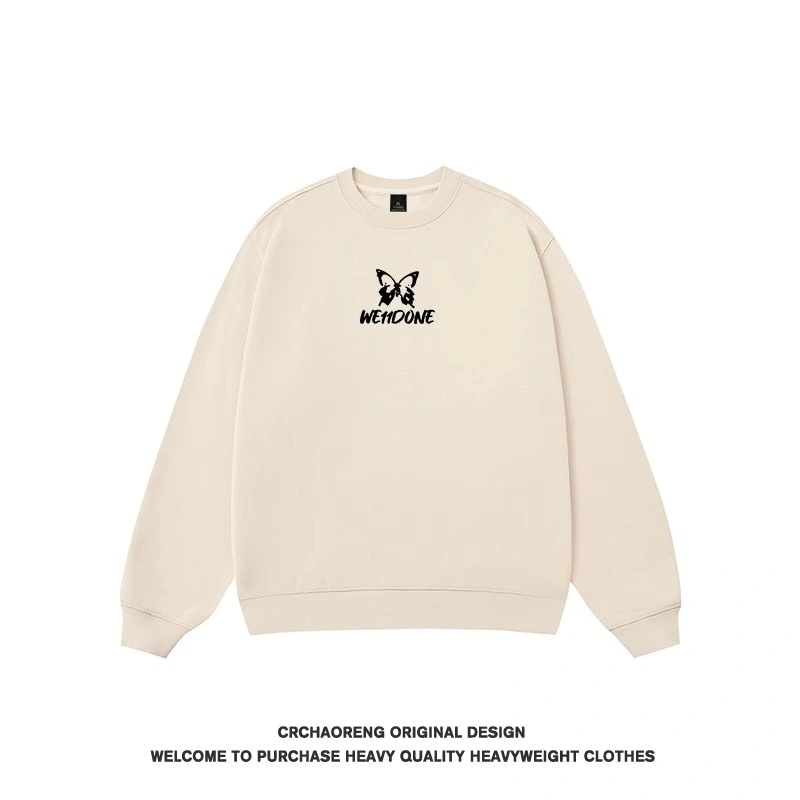 We11done Konne Print Stiff Crew Neck Sweatshirt Men Fleece Loose Retro Long Sleeve Shirt Style 5