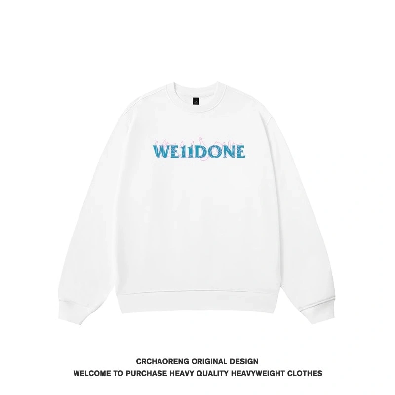 We11done Konne Pure Cotton 2024 Crew Neck Sweatshirt Male Retro Loose Top Style 1