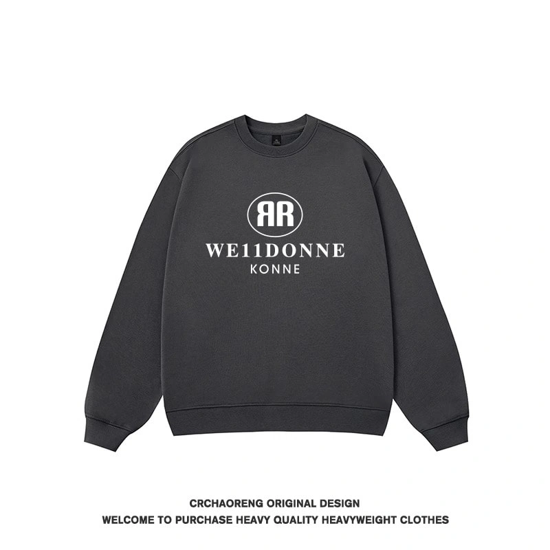 We11done Konne Retro Crew Neck Sweatshirt Men 2024 Loose Versatile Casual Top Trend Style 2