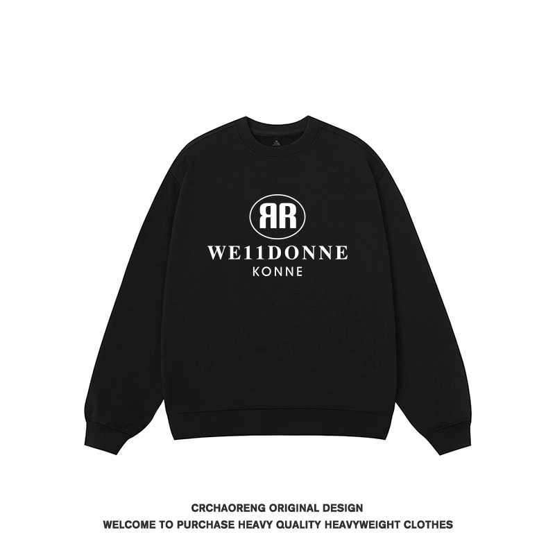 We11done Konne Retro Crew Neck Sweatshirt Men 2024 Loose Versatile Casual Top Trend