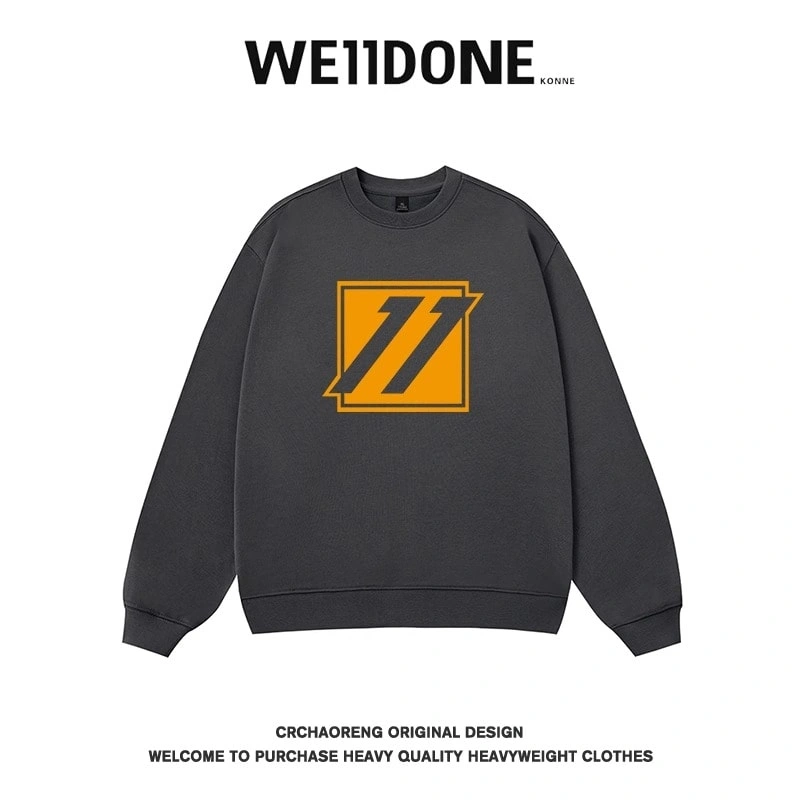 We11done Konne Retro Crew Neck Sweatshirt Men High Street Trend Brand Versatile 2024 Loose Top Style 2