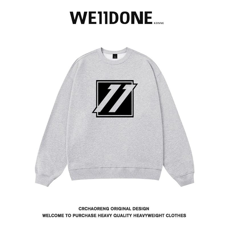 We11done Konne Retro Crew Neck Sweatshirt Men High Street Trend Brand Versatile 2024 Loose Top Style 3
