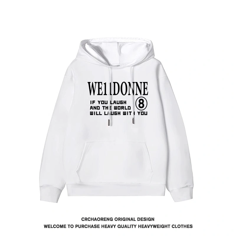 We11done Konne Retro Letter Print Hoodie Men’s High Street Pullover Jacket Style 6