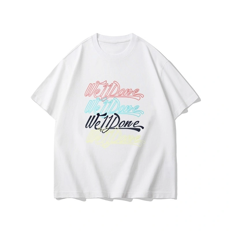 We11done Konne Retro Pure Cotton Short Sleeve T-Shirt Men Street Hip Hop Half Sleeve Top Style 1