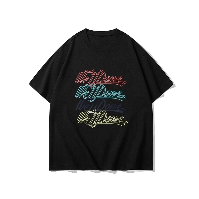 We11done Konne Retro Pure Cotton Short Sleeve T-Shirt Men Street Hip Hop Half Sleeve Top