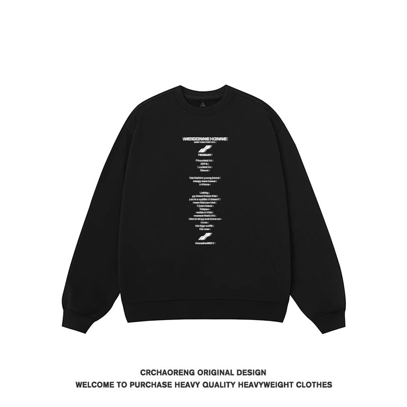 We11done Konne Retro Pure Cottonweight Crew Neck Sweatshirt Men Loose High Street Inner Long Sleeve Top