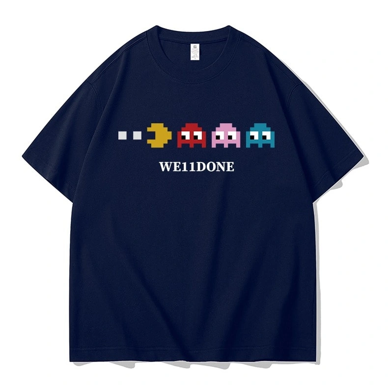 We11done Konne Retro Short Sleeve T-Shirt Men Loose Pure Cotton Trend Crew Neck Top Style 4