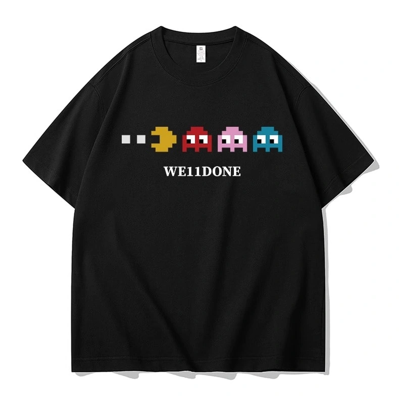 We11done Konne Retro Short Sleeve T-Shirt Men Loose Pure Cotton Trend Crew Neck Top