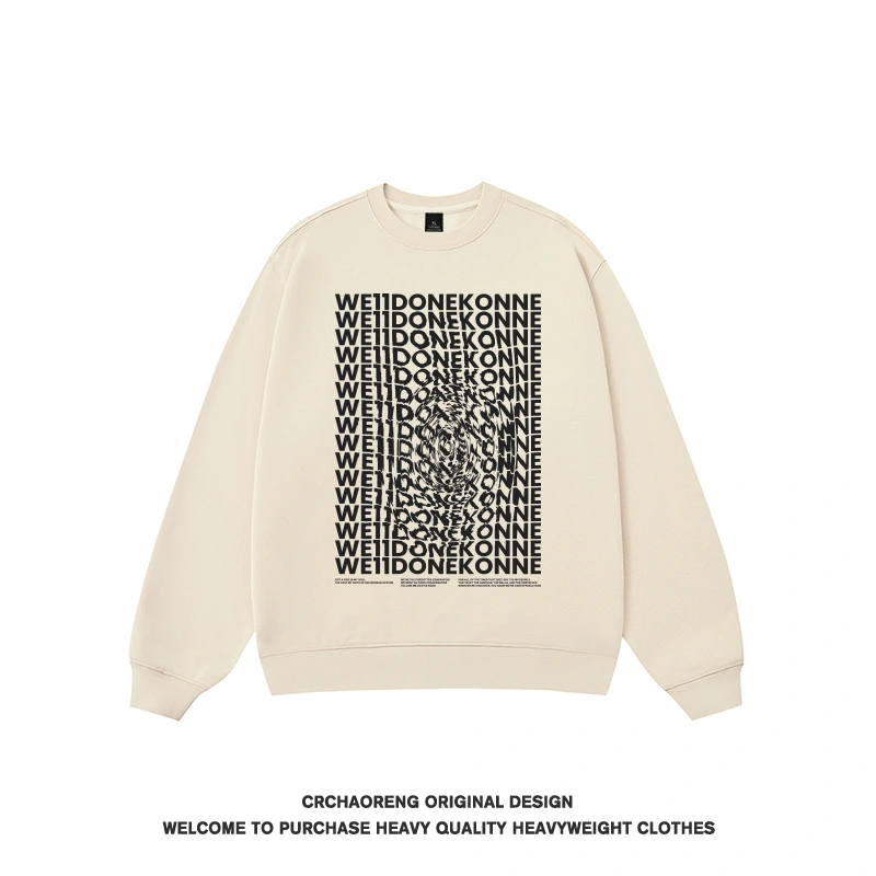 We11done Konne Retro Versatile Long Sleeve Top High Street Print Crew Neck Sweatshirt Men Style 2