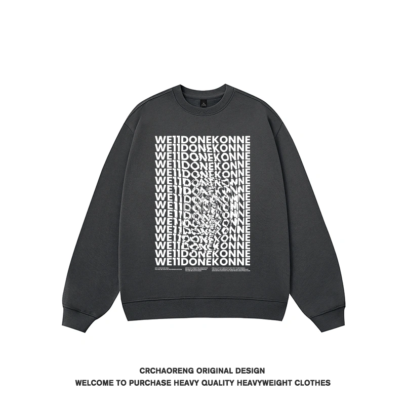 We11done Konne Retro Versatile Long Sleeve Top High Street Print Crew Neck Sweatshirt Men Style 3