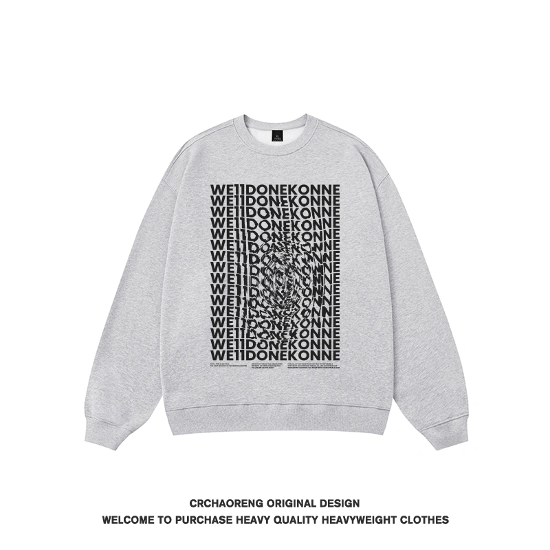 We11done Konne Retro Versatile Long Sleeve Top High Street Print Crew Neck Sweatshirt Men Style 4