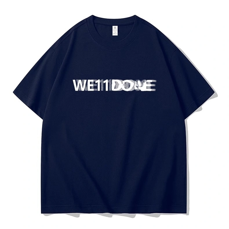 We11done Konne Short Sleeve T-Shirt Men Casual Loose Pure Cotton Trend Crew Neck Half Sleeve Top Style 2