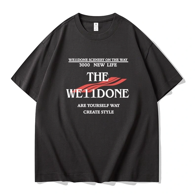 We11done Konne Short Sleeve T-Shirt Men Loose Half Sleeve Pure Cotton High Street Trend Brand Tee Style 1