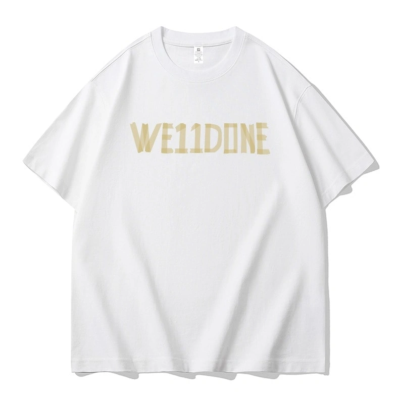 We11done Konne Short Sleeve T-Shirt Men Origami Letter Loose Half Sleeve Pure Cotton Tee Style 1