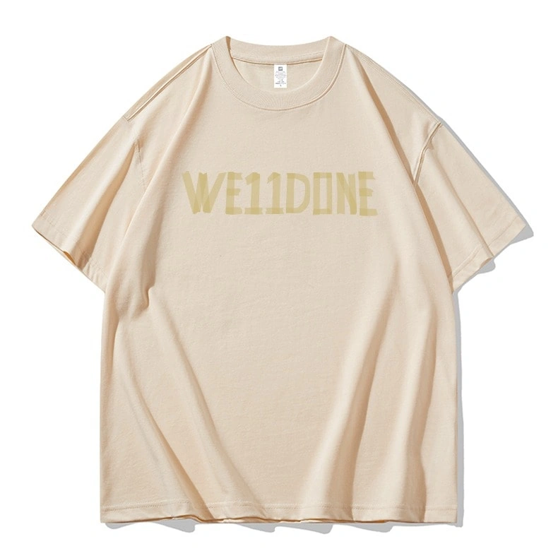 We11done Konne Short Sleeve T-Shirt Men Origami Letter Loose Half Sleeve Pure Cotton Tee Style 3