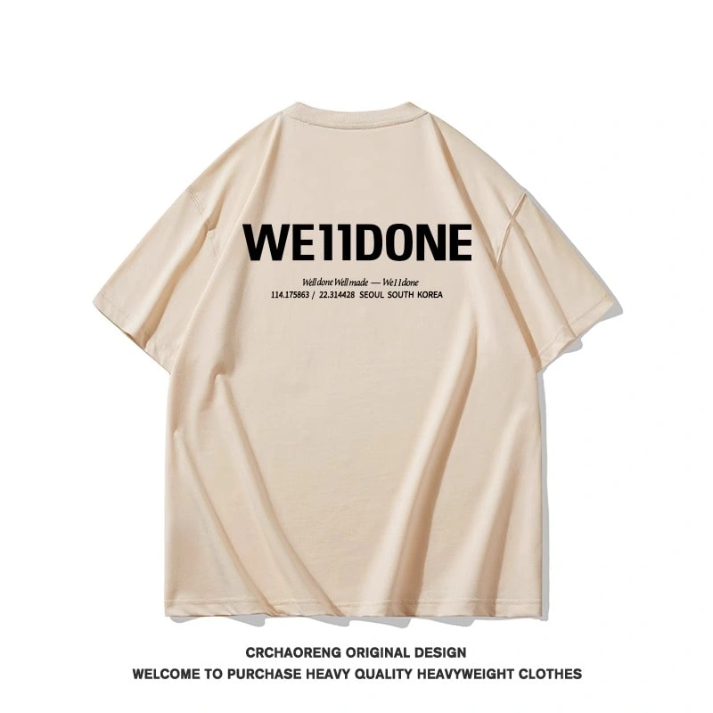 We11done Konne Simple Versatile Street Top T-Shirt Men Crew Neck Pure Cotton Short Sleeve Style 4