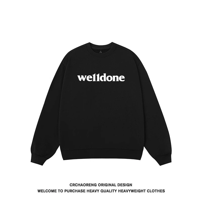 We11done Konne Stiff Crew Neck Sweatshirt Men Loose Casual Versatile Pure Cottonweight Trend Brand Top