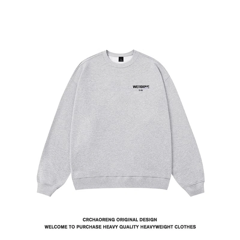 We11done Konne Stiff Crew Neck Sweatshirt Men Newweight Loose Pullover Long Sleeve Top Style 3