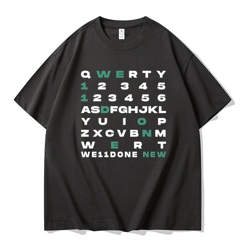 We11done Konne Street Half Sleeve Top Men Crew Neck Short Sleeve T-Shirt Couple Version INS Style 1