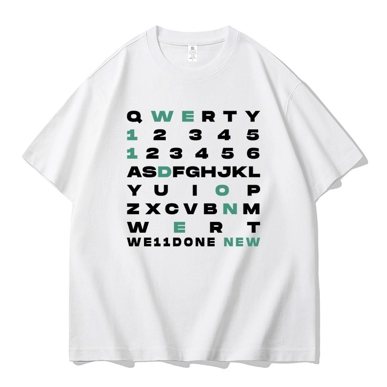 We11done Konne Street Half Sleeve Top Men Crew Neck Short Sleeve T-Shirt Couple Version INS Style 3